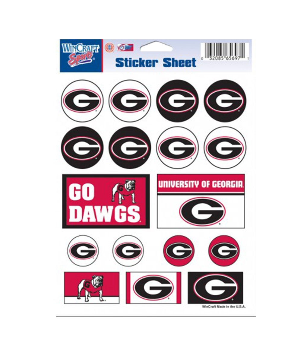 Georgia Bulldogs 5x7 Inch Vinyl Sticker Sheet - 17 Decals