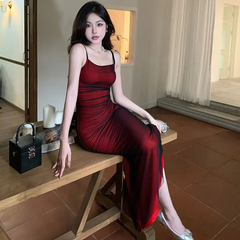 LIZAKOSHT - Elegant Women's Spaghetti Strap Bodycon Maxi Dress