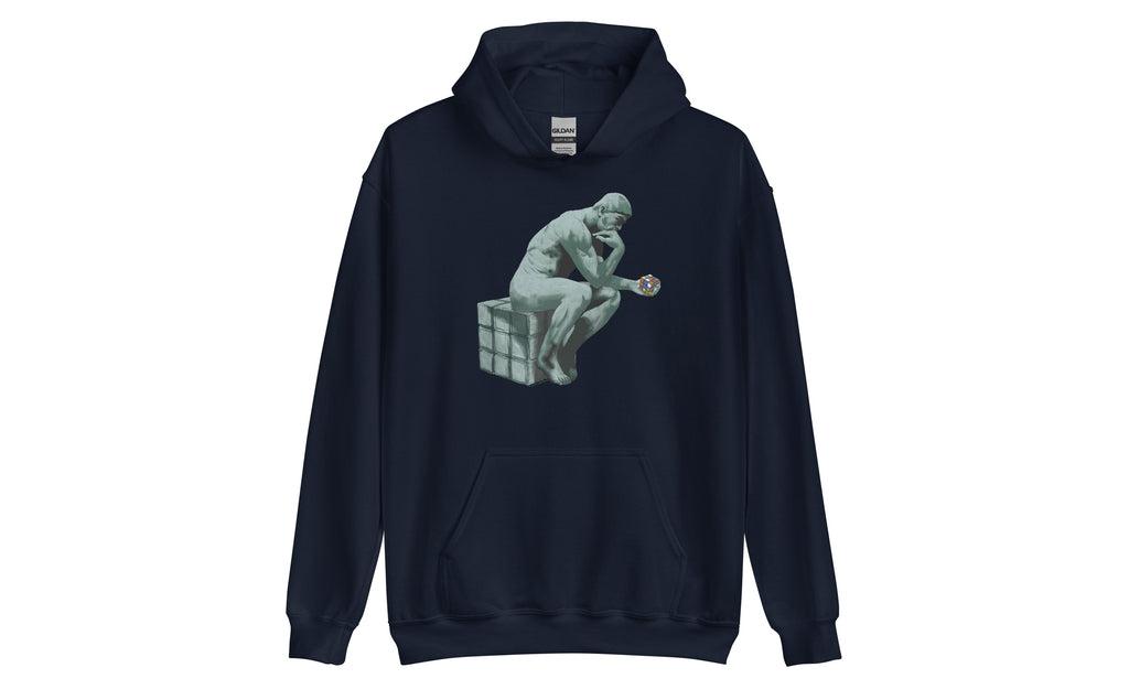 The Thinker's Embrace - Premium Rubik's Cube Hoodie