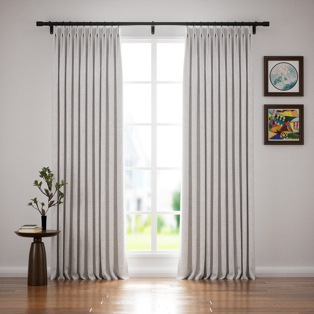 Elegant Linen-Blend Pinch Pleat Curtains for Luxurious Living Spaces