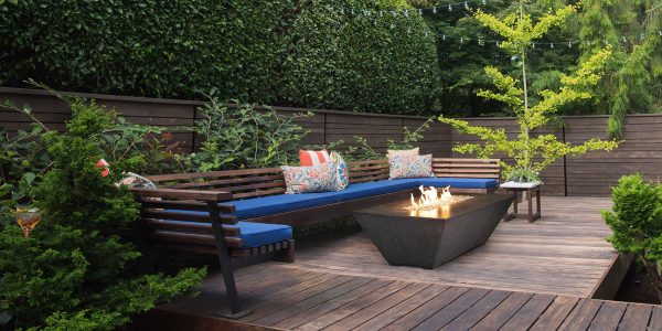 Athena Fireglass Olympus Linear Rectangular Concrete Fire Pit Table