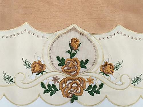 Elegant Bronze Rose Melody Kitchen Curtain Set with Embroidered Details