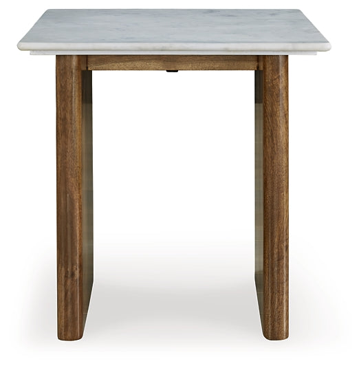Elegant Mango Wood and Marble End Table