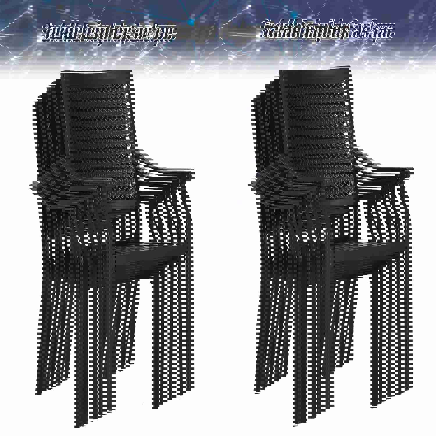 Aluminum Outdoor Dining Set with 4 Stackable Chairs and Square Table