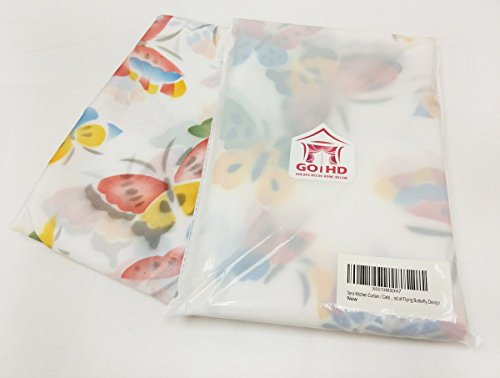 GOHD - Hand-Airbrushed 3pcs Kitchen Curtain Set with Flying Butterfly Design