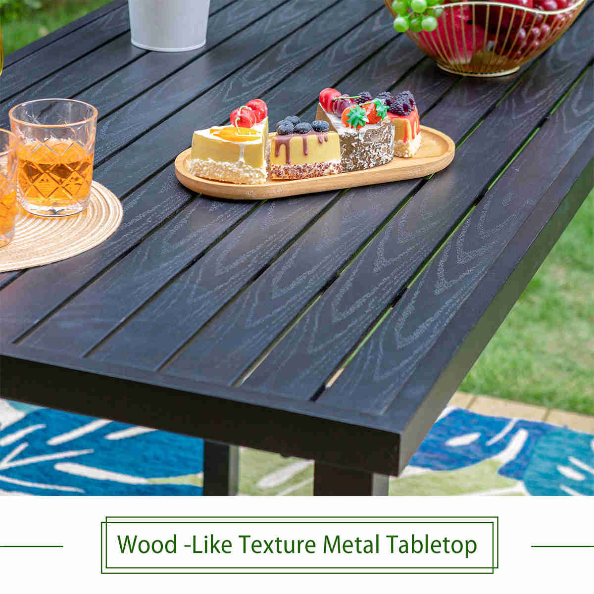 Alfresco Elegance Outdoor Bar Stool Set with Cushioned Seats and Rustic High Table