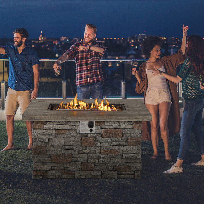 Durable Rectangle Propane Gas Fire Pit Table with 50,000 BTU Heating
