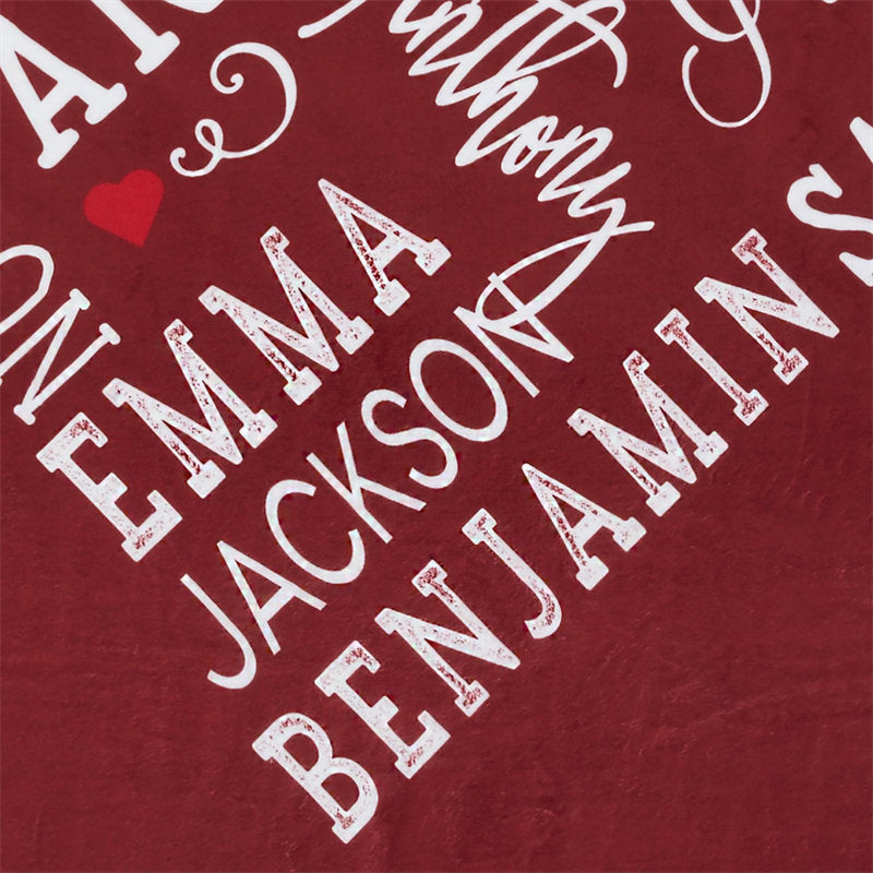 Personalized Wine Red Heart Shape Soft Blanket