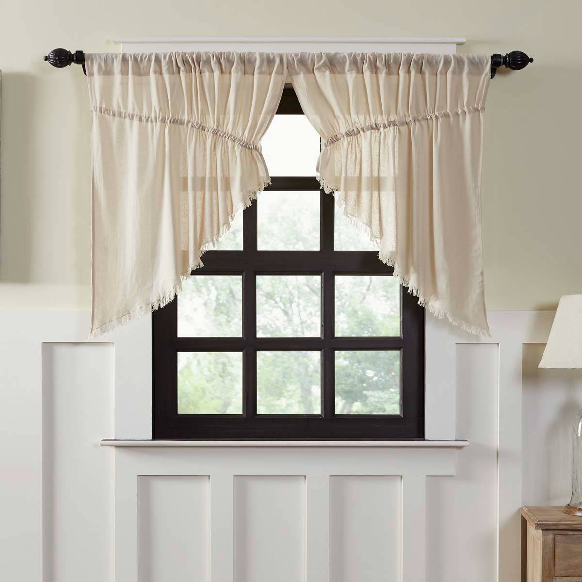 Elegant Prairie Swag Curtain Set with Natural Tobacco Cloth