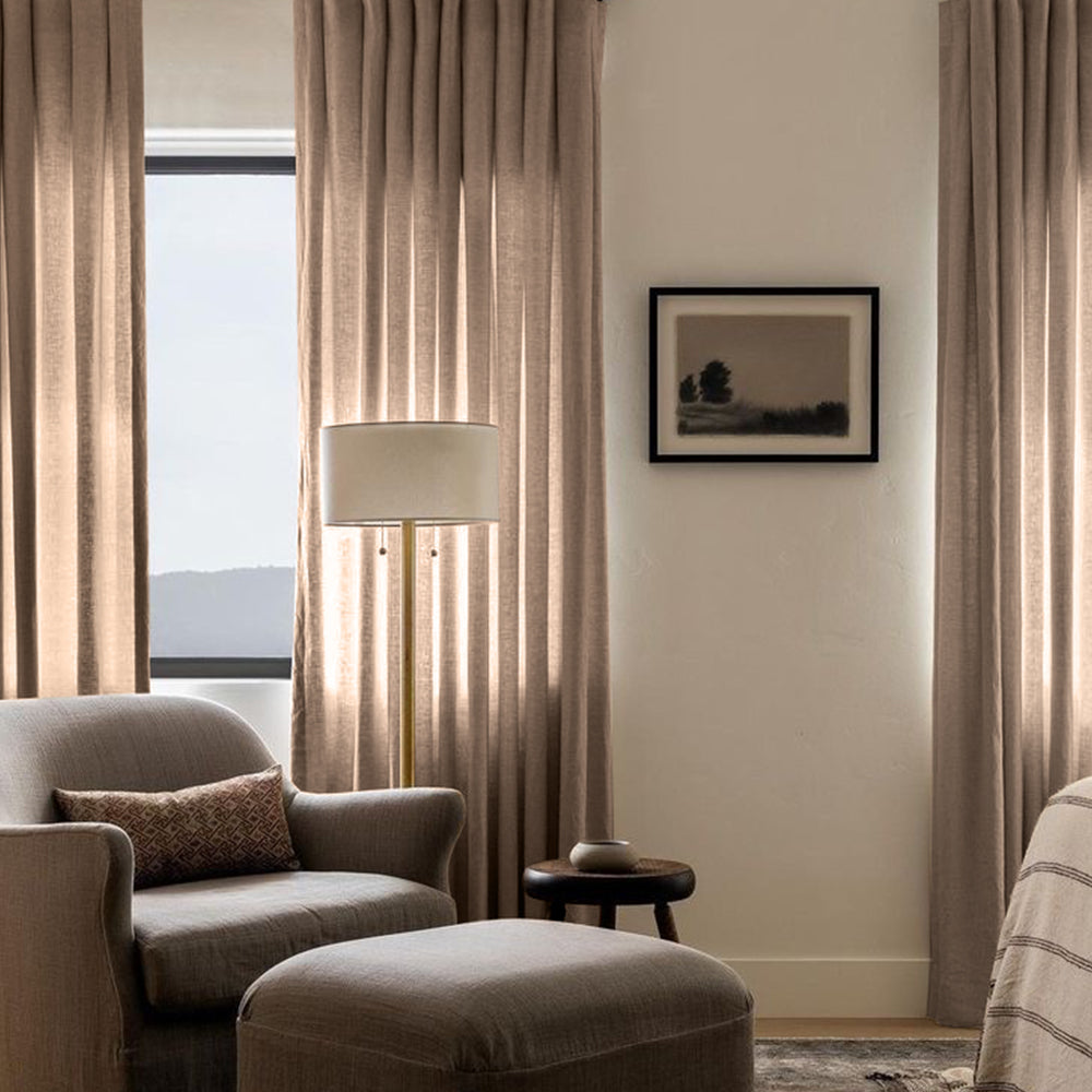 Elegant Linen-Blend Pinch Pleat Curtains for Luxurious Living Spaces