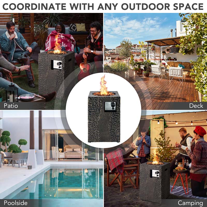 Durable 16" Square Outdoor Propane Fire Pit with 30,000 BTU