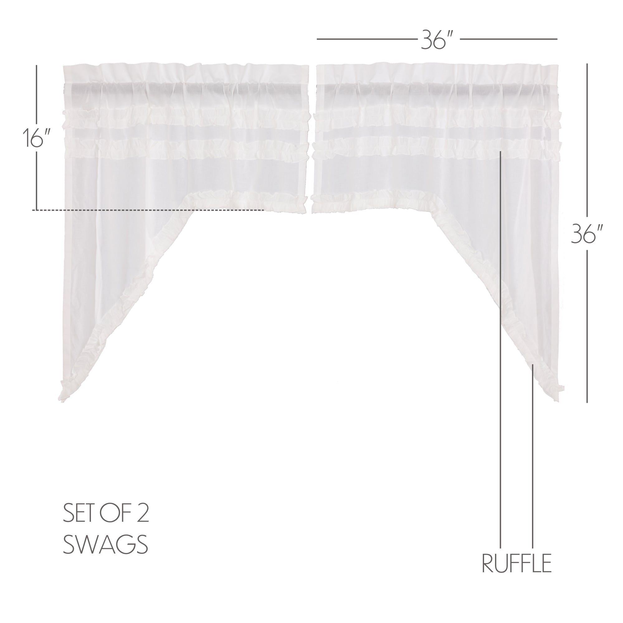 Elegant White Sheer Ruffled Swag Curtain Set