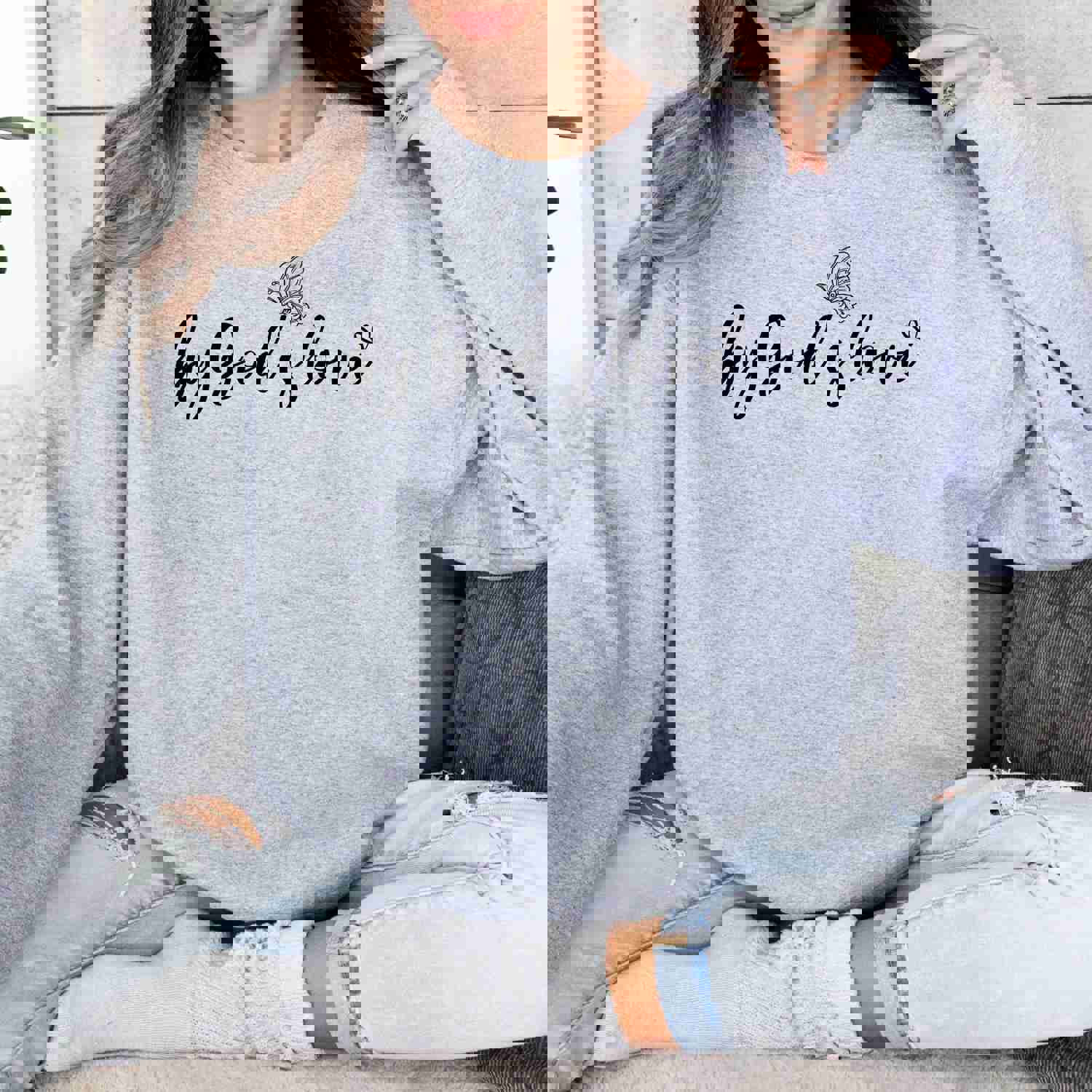 Uplifting Butterfly Christian Sweatshirt - By God's Love, Unisex