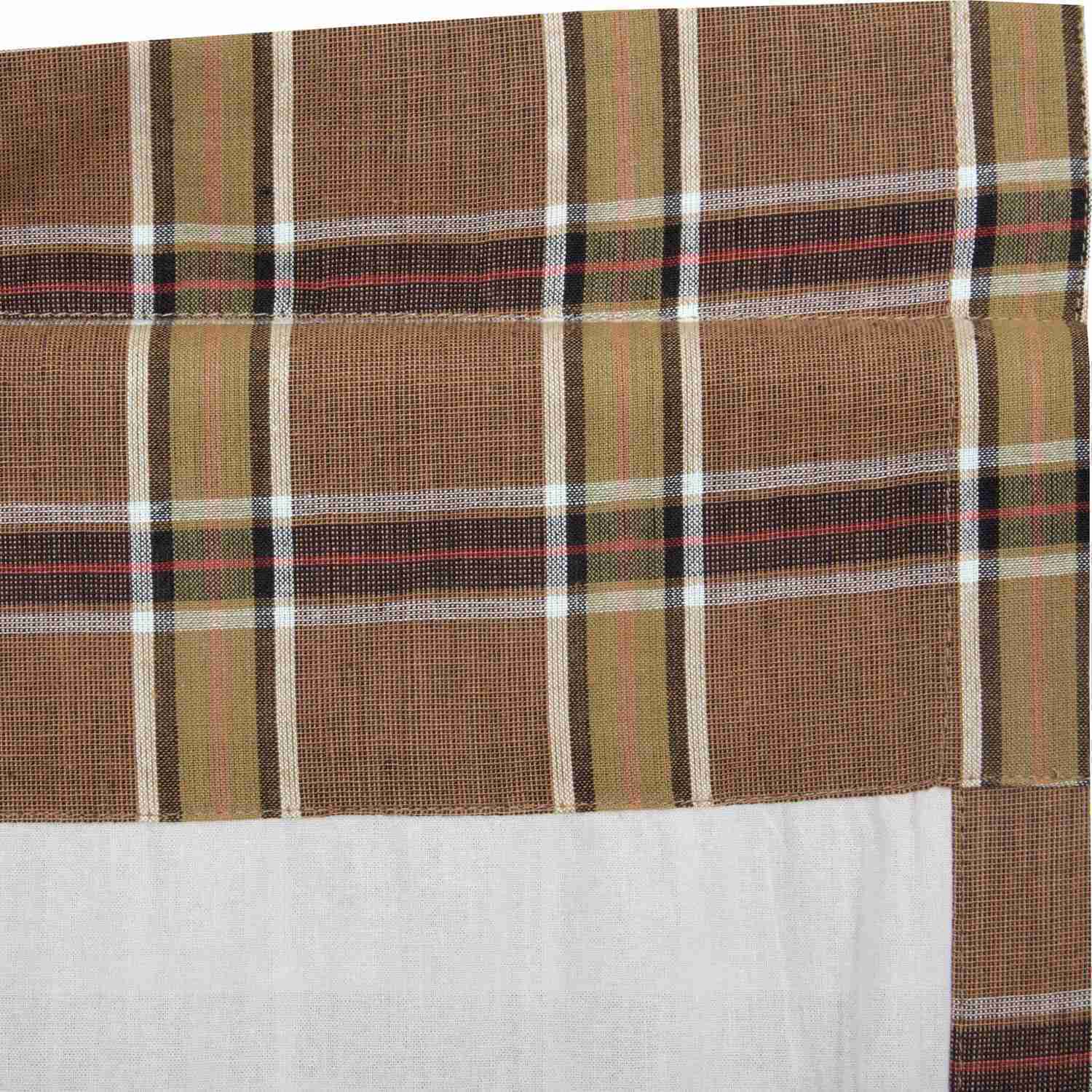 Elegant Rustic Window Swag Set, Wyatt Brown Creme Plaid