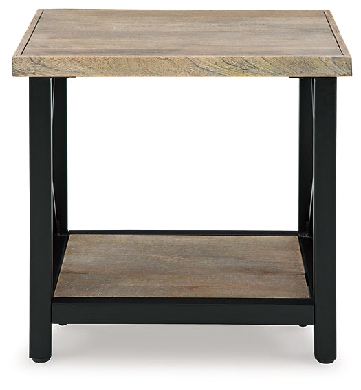 Rustic Urban Style Mango Wood and Metal End Table