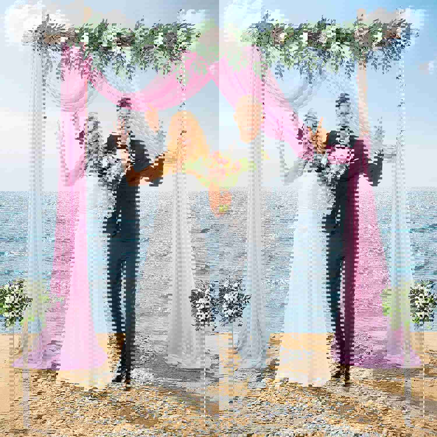 Elegant Chiffon Wedding Arch Draping, 1 Panel 18FT Pink Sheer Curtain