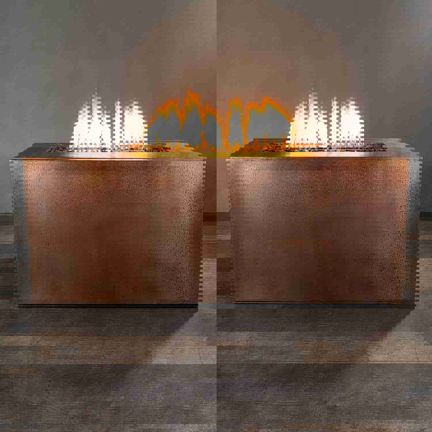 60 x 32 Moreno Copper Rectangle Gas Fire Pit with Hidden Propane Tank