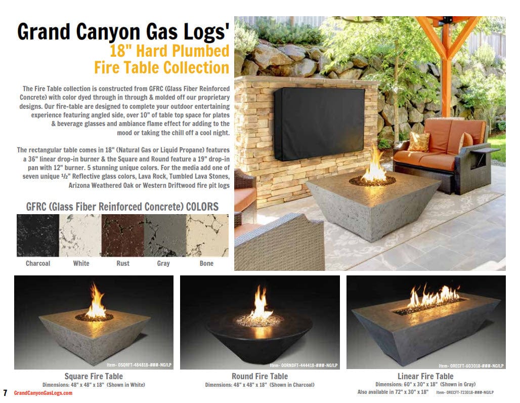 Grand Canyon Olympus Rectangular Concrete Gas Fire Pit, 60x30-Inch