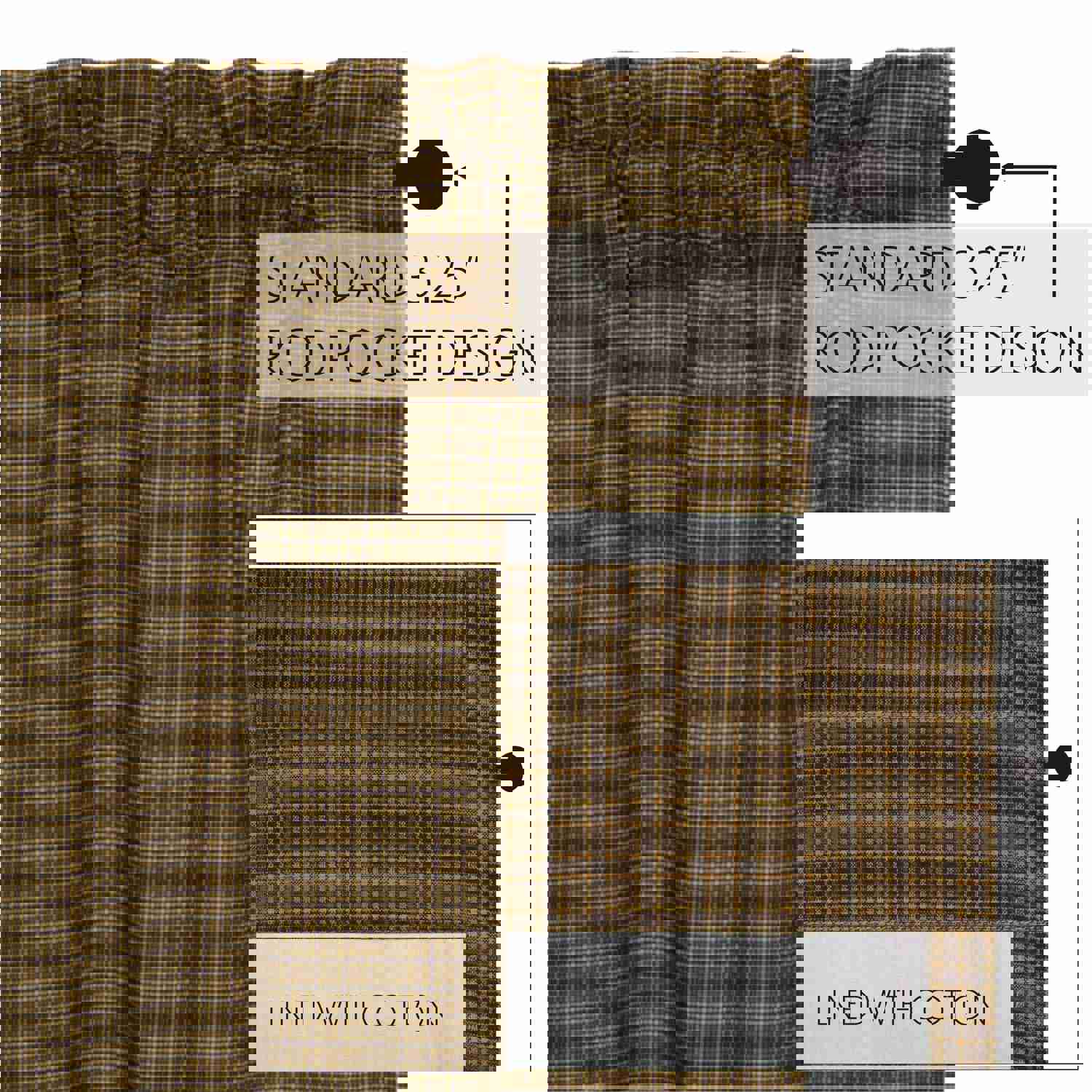Elegant Country-Style Window Swag Set with Plaid Pattern