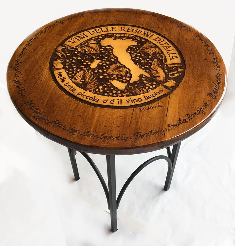 Italian Wine Regions Wood Carving Table