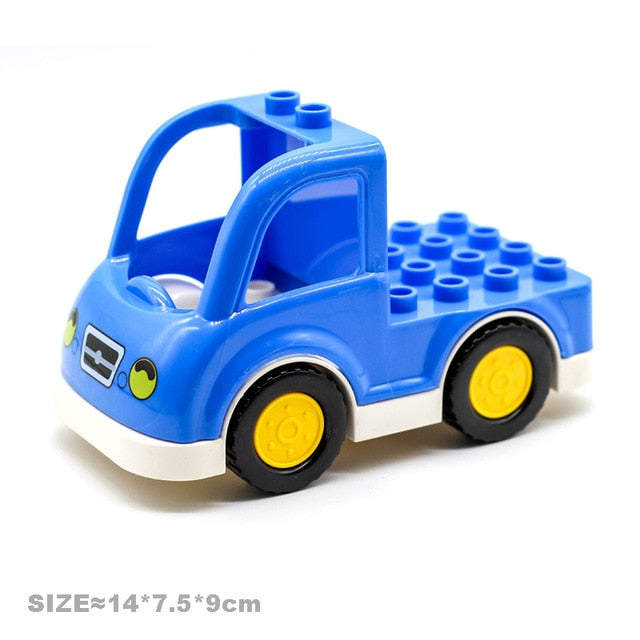 Haiyico Large Building Blocks Set for Kids - Compatible with Duplo, Vehicle and City Themes