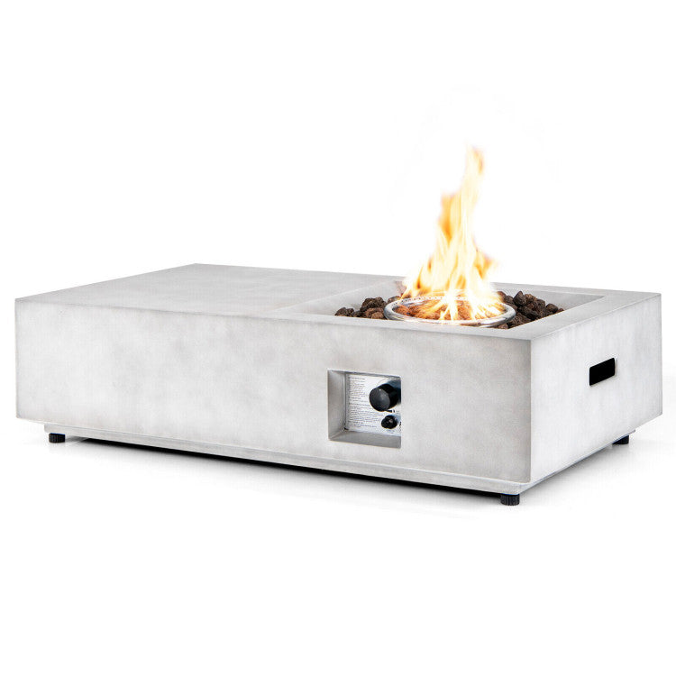 48 Inch Outdoor Rectangle Propane Gas Fire Pit Table with Concrete Surface and CSA Certification