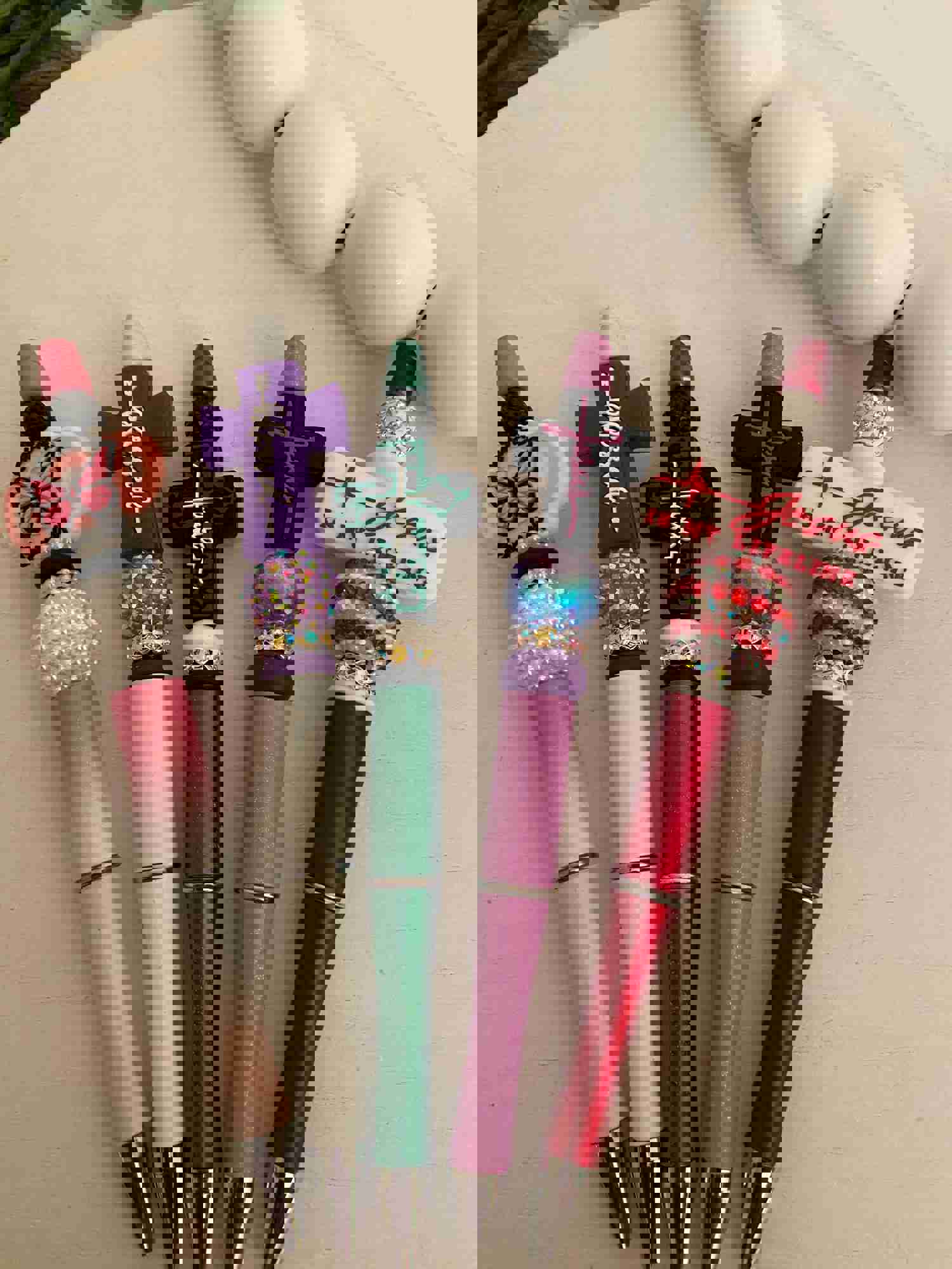 Inspirational Retractable Beaded Pens with Black Ink