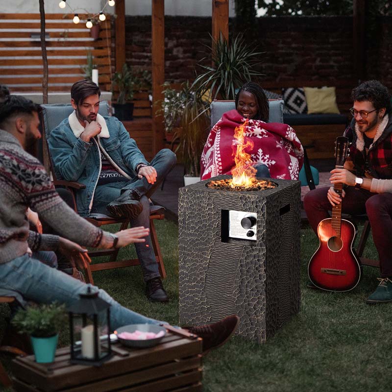 Durable 16" Square Outdoor Propane Fire Pit with 30,000 BTU