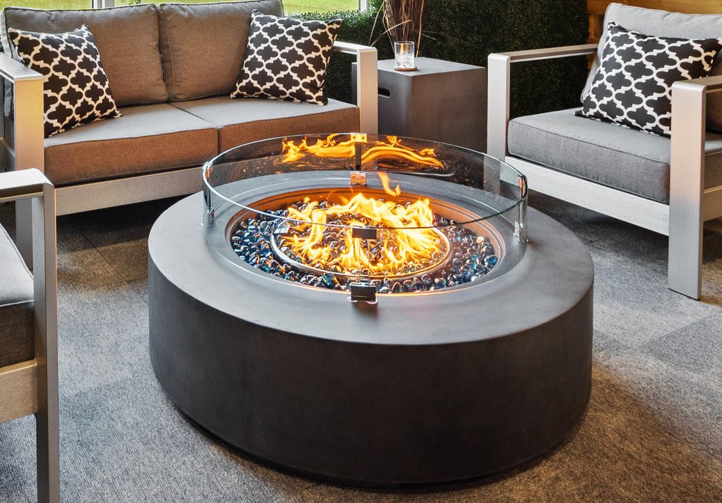 42" Round Outdoor Propane Gas Fire Pit Table - Perfect for Winter Evenings