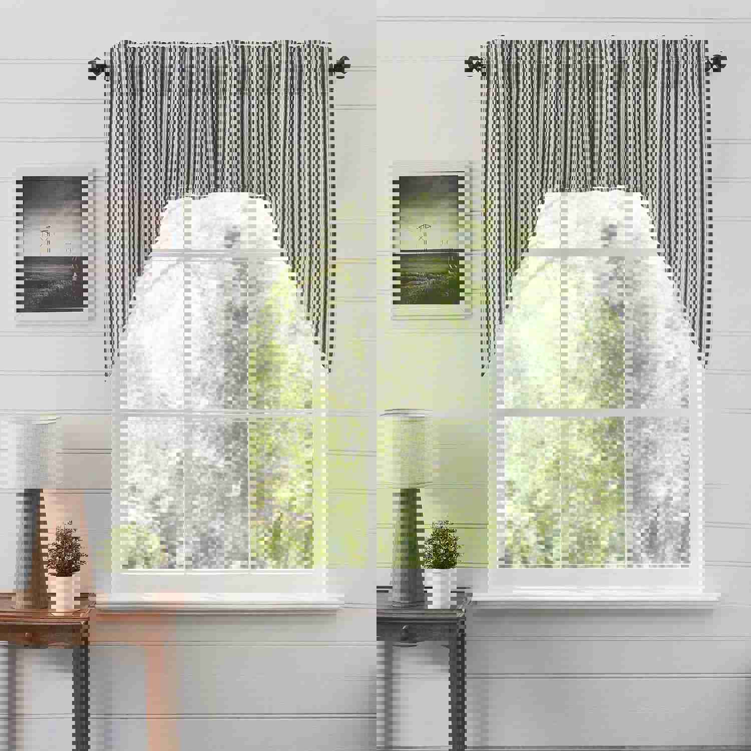 Elegant Ashmont Ticking Stripe Lined Swag Curtains