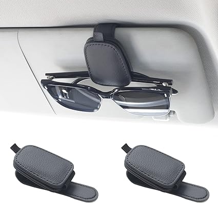 Yuoyar Premium Magnetic Sunglasses Holders - Leather Car Visor Clips