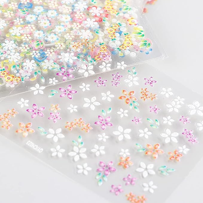 30pcs 3D Floral Nail Art Stickers, Spring/Summer Daisy Designs for DIY Nail Art