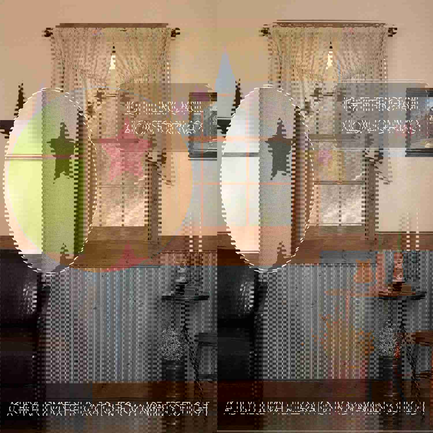Rustic Country Style Burlap Swag Curtain Set