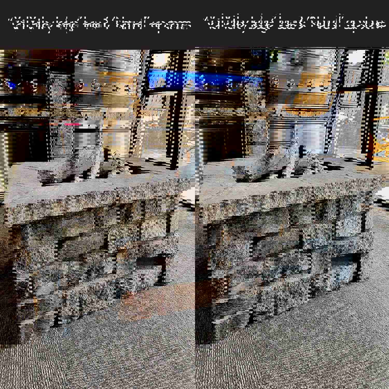 Luxury Outdoor Stone Gas Fire Pit, 48" x 30"