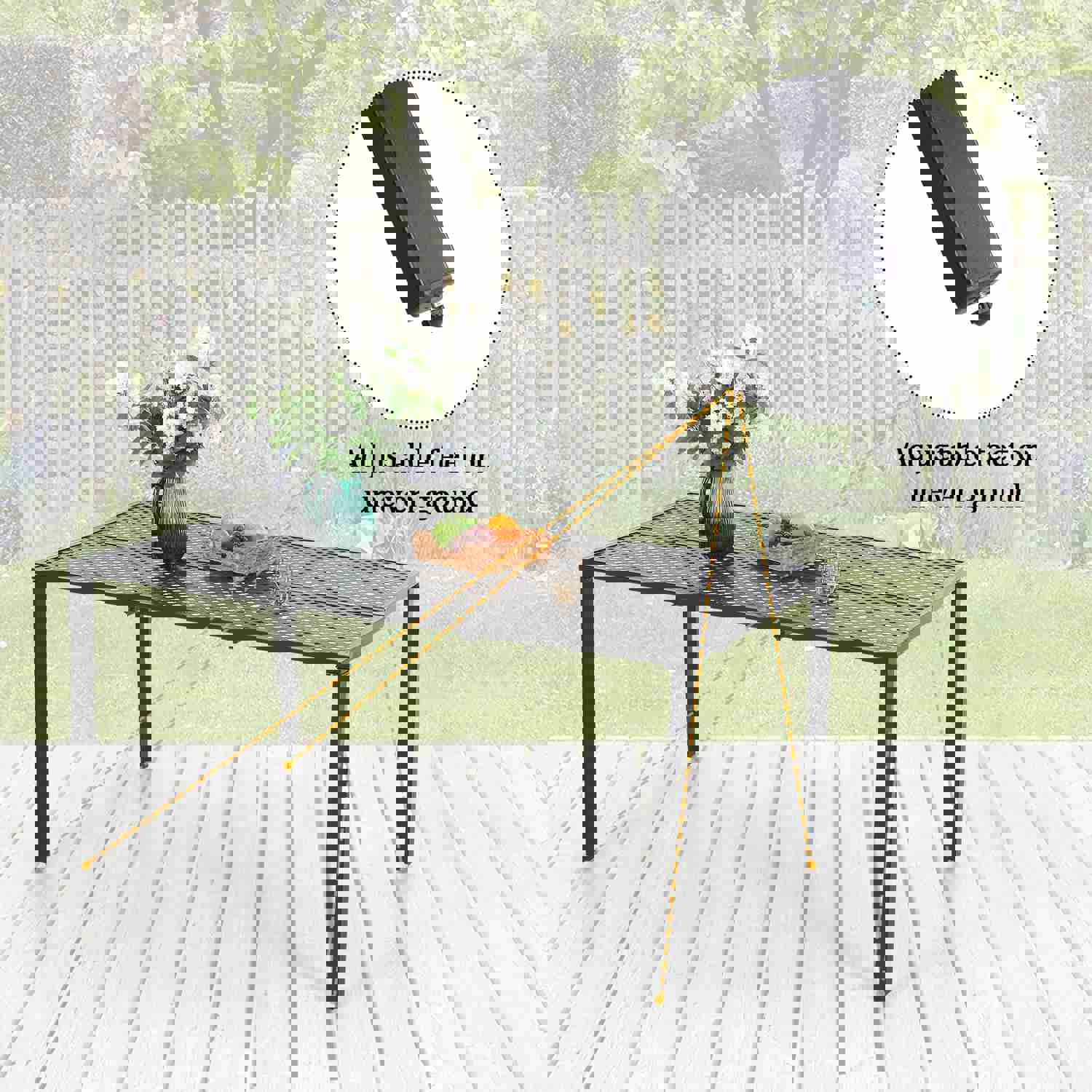 Phi Villa 7-Piece Outdoor Dining Set with Metal Steel Chairs and Rectangle Table