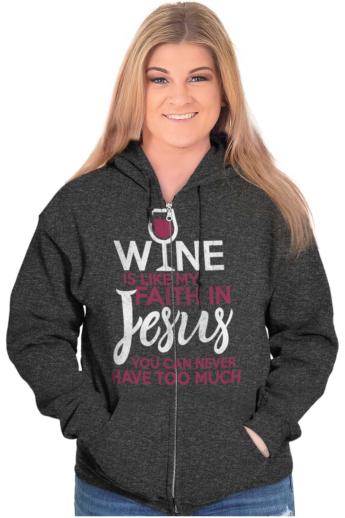 Faithful & Fun Wine Jesus Zip Hoodie
