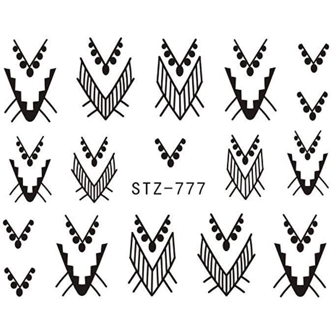 Elegant Black and White Nail Art Water Decal