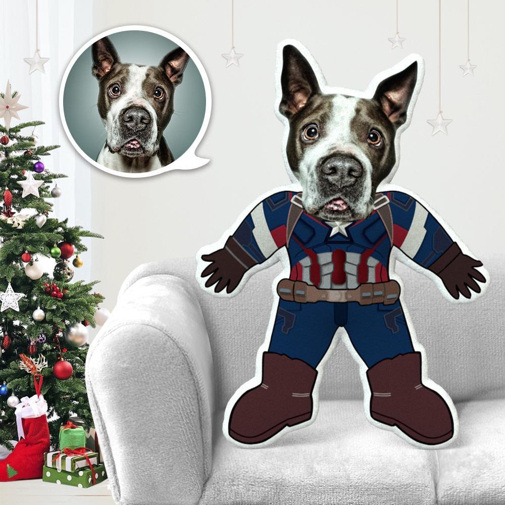Personalized Captain America Face Pillow, Unique Throw Pillow for Superhero Fans