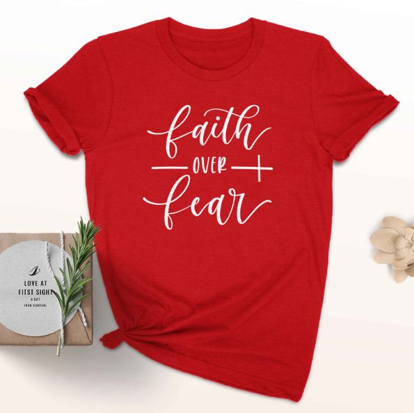 Faith Over Fear Women's Milk Fiber Casual T-Shirt