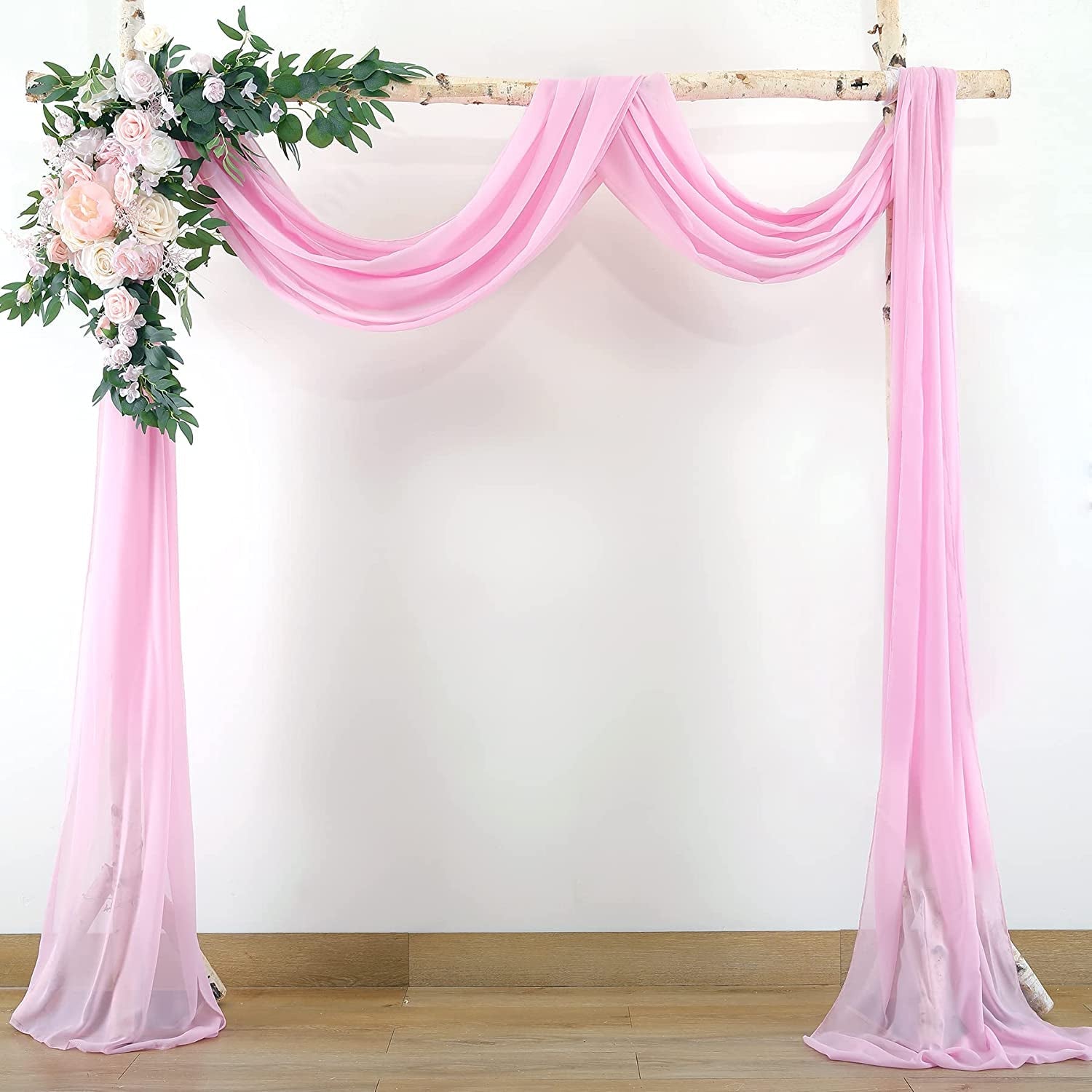 Elegant Chiffon Wedding Arch Draping, 1 Panel 18FT Pink Sheer Curtain