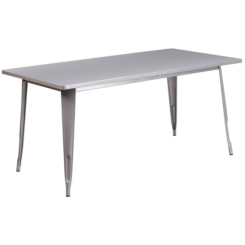 Stylish Silver Metal Outdoor Dining Set with 4 Chairs