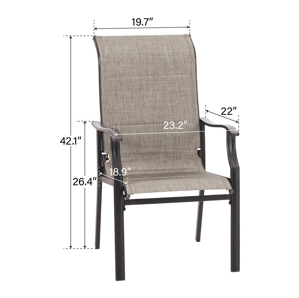 PHI VILLA Outdoor Dining Set with Adjustable Table & Durable Textilene Chairs