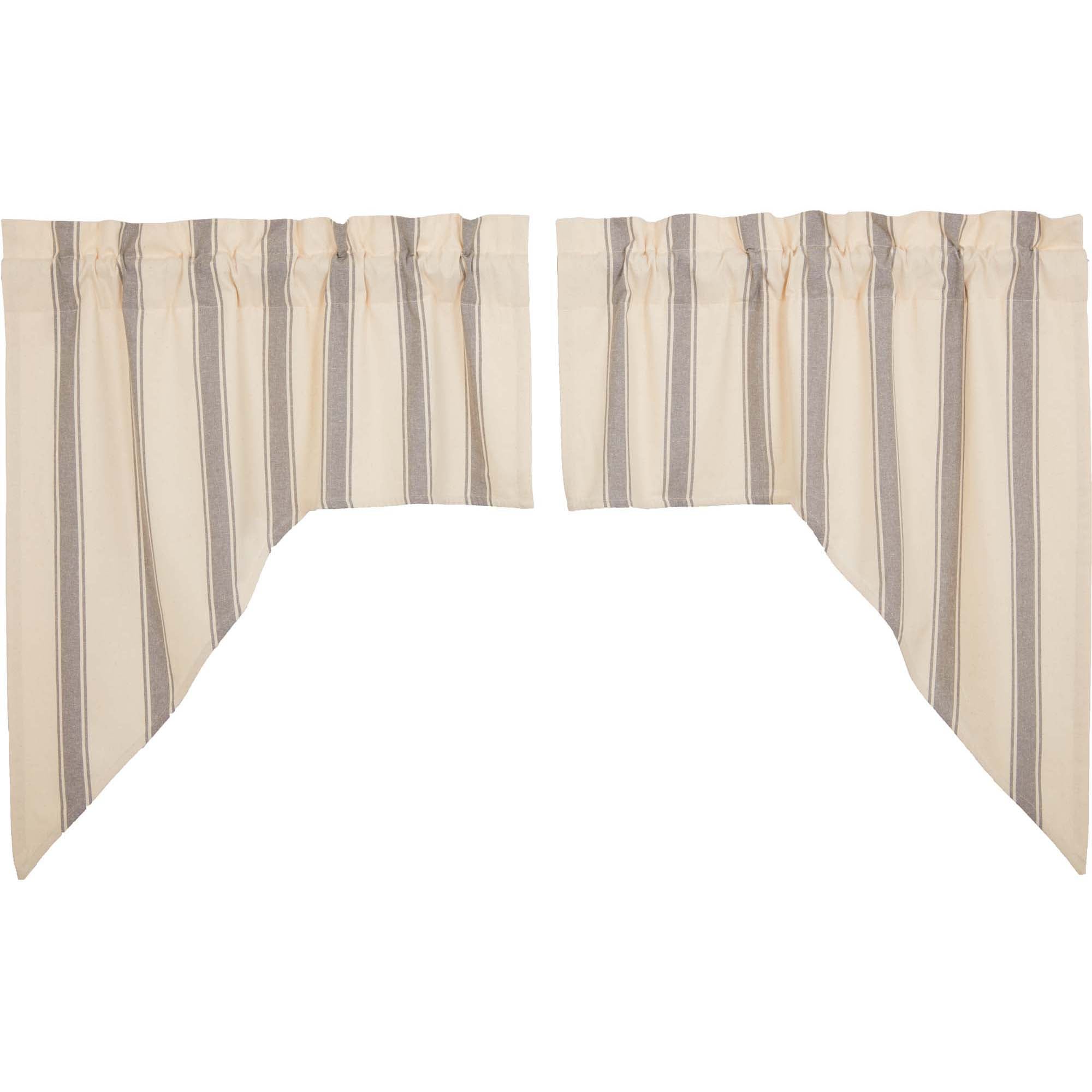 Elegant Prairie Swag Set with Striped Grain Sack Design