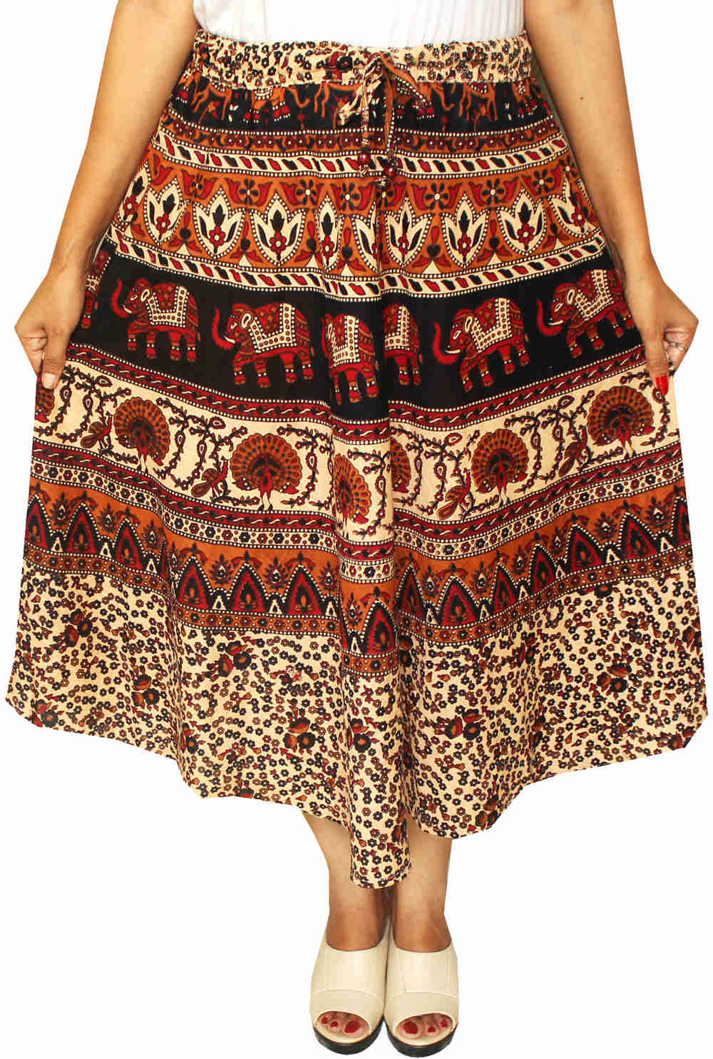Elegant Cotton Block Printed Long Skirt for Women