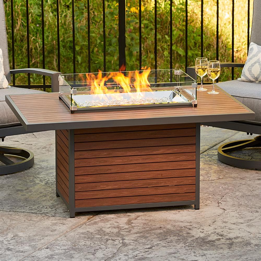 Kenwood Rectangular Chat Height Gas Fire Pit Table with Modern Composite Deck