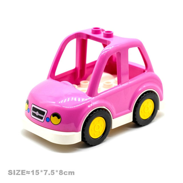 Haiyico Large Building Blocks Set for Kids - Compatible with Duplo, Vehicle and City Themes