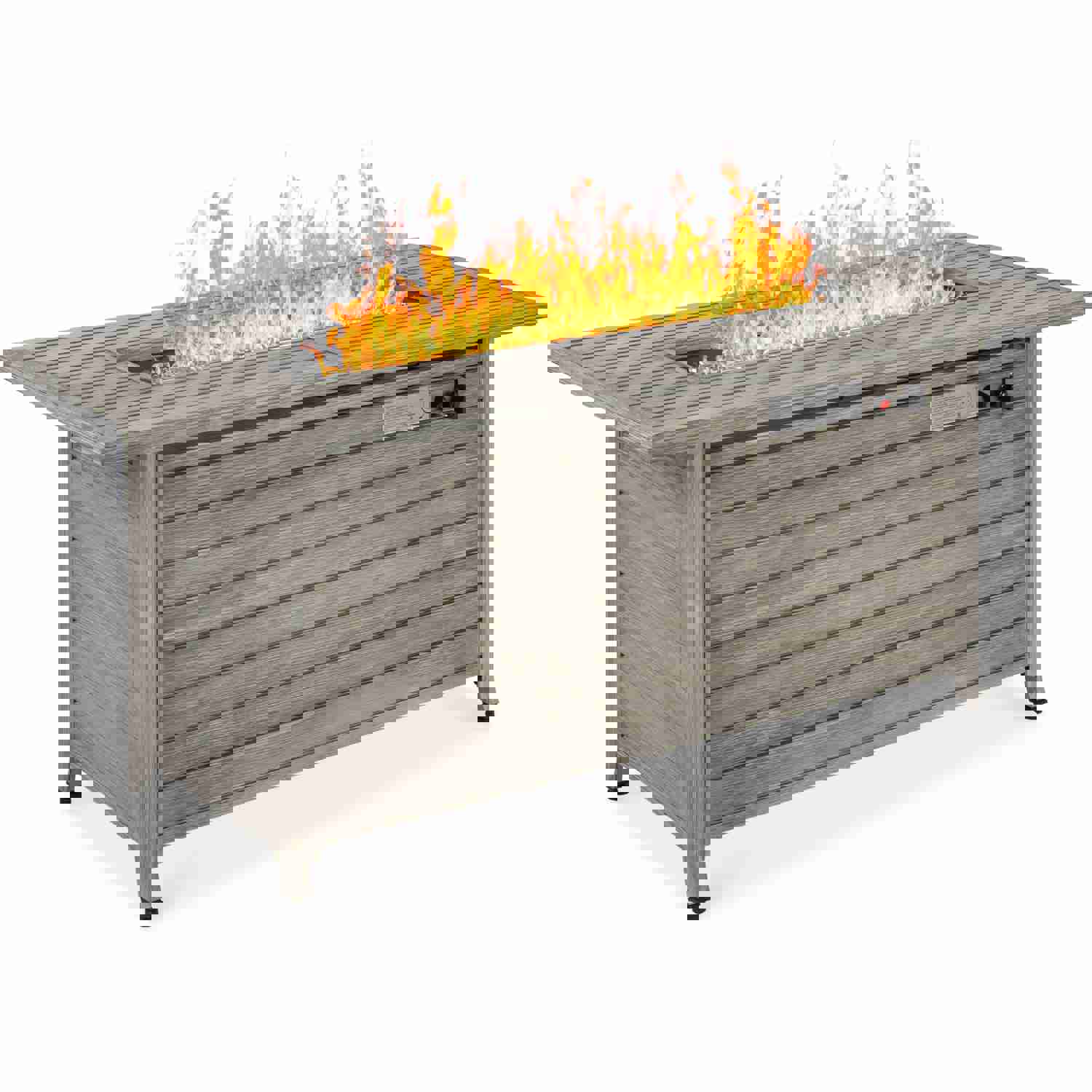 50,000 BTU Rectangular Propane Gas Fire Pit Table with Storage and Cover