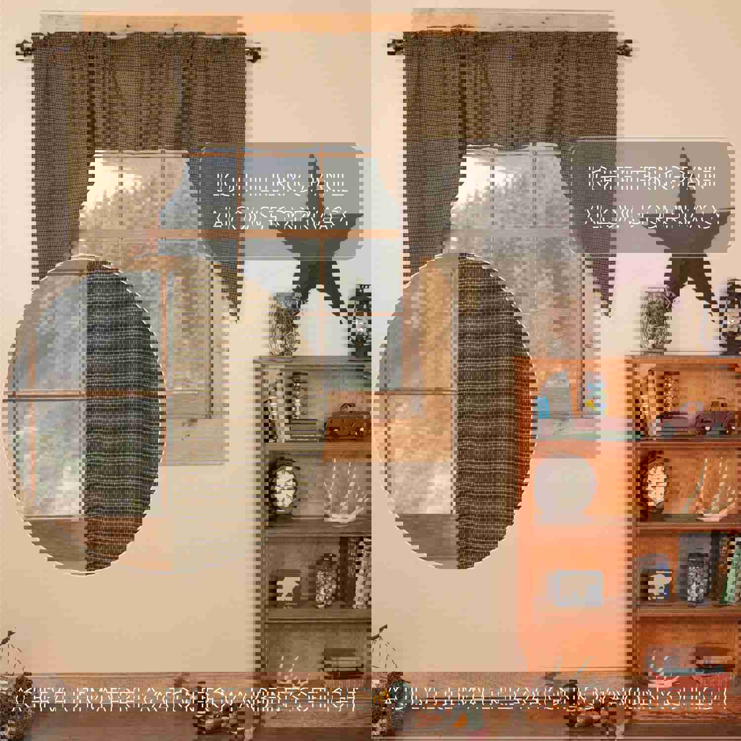 Elegant Country-Style Window Swag Set with Plaid Pattern