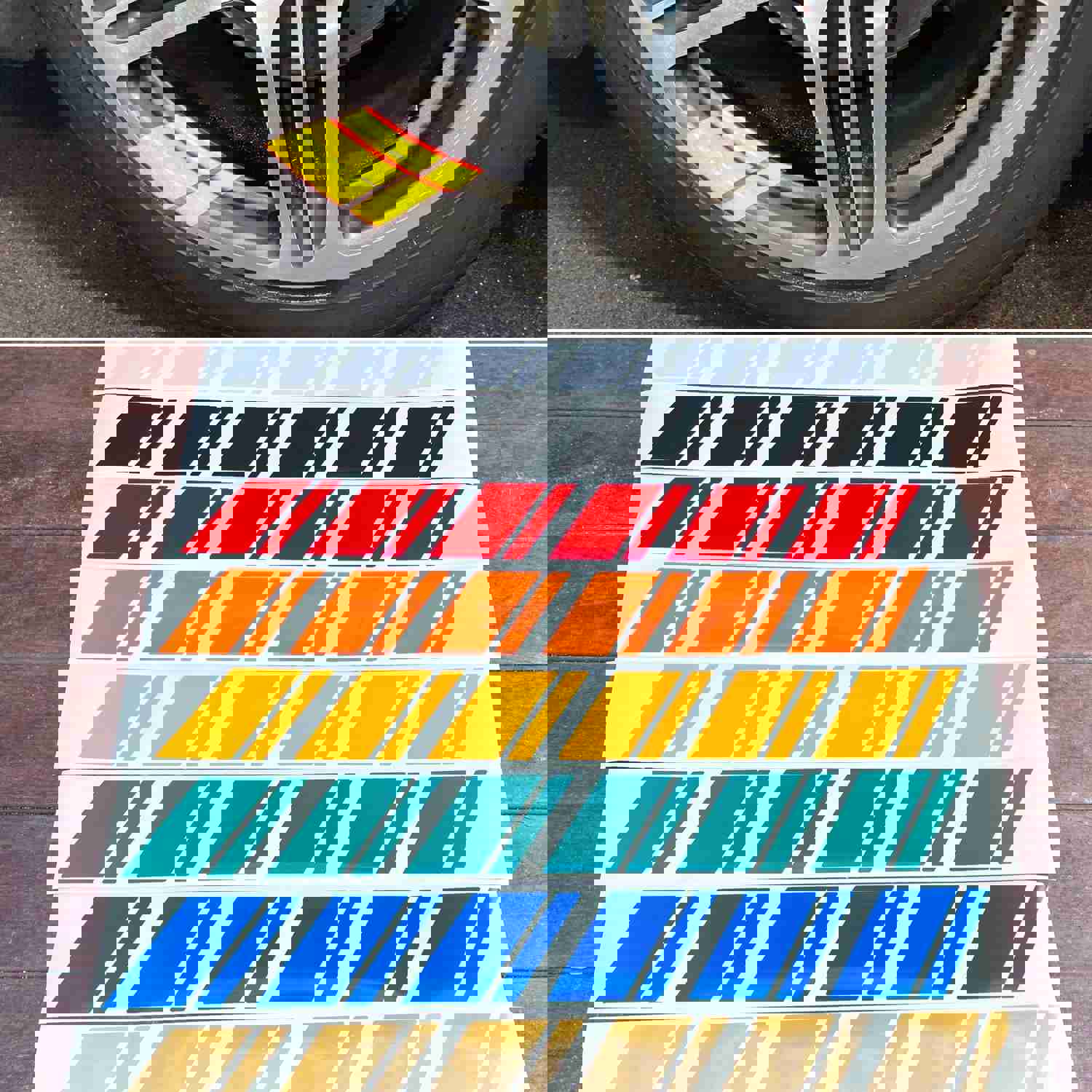 Reflective Wheel Hash Mark Decals - Customizable Colors for Ford Mustang