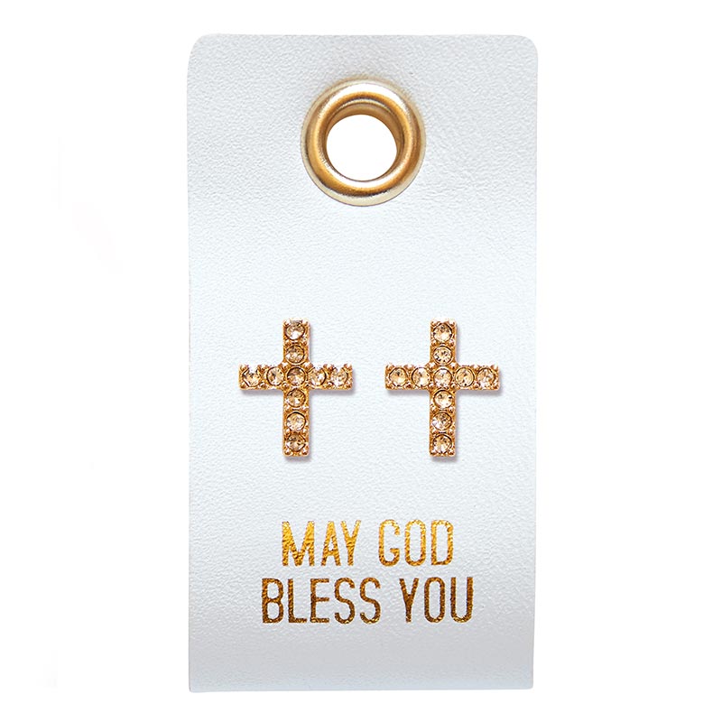 Faith-Inspired Leather Tag Stud Earrings